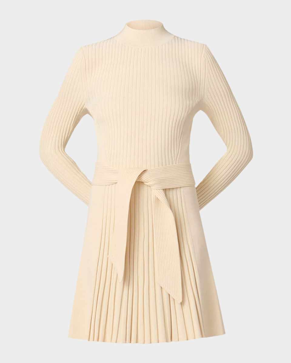 Tara Ribbed Mock-Neck Mini Sweater Dress